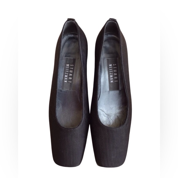 Stuart Weitzman Black Grosgrain Heeled Slip On Shoes Size 5M - Picture 3 of 9